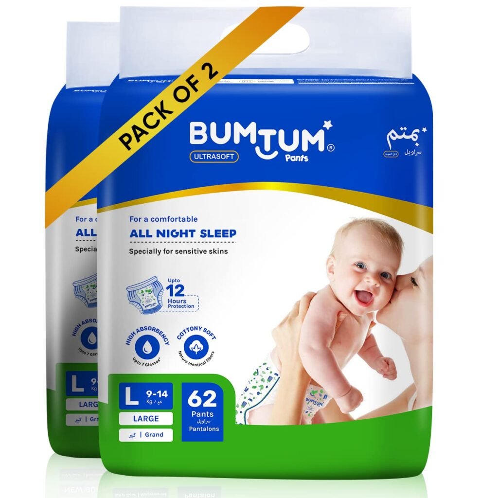 Bumtum Baby Diaper Pants, Small Size 78 Count, Double Layer Leakage Protection Infused With Aloe Vera, Cottony Soft High Absorb Technology (Pack of 1)