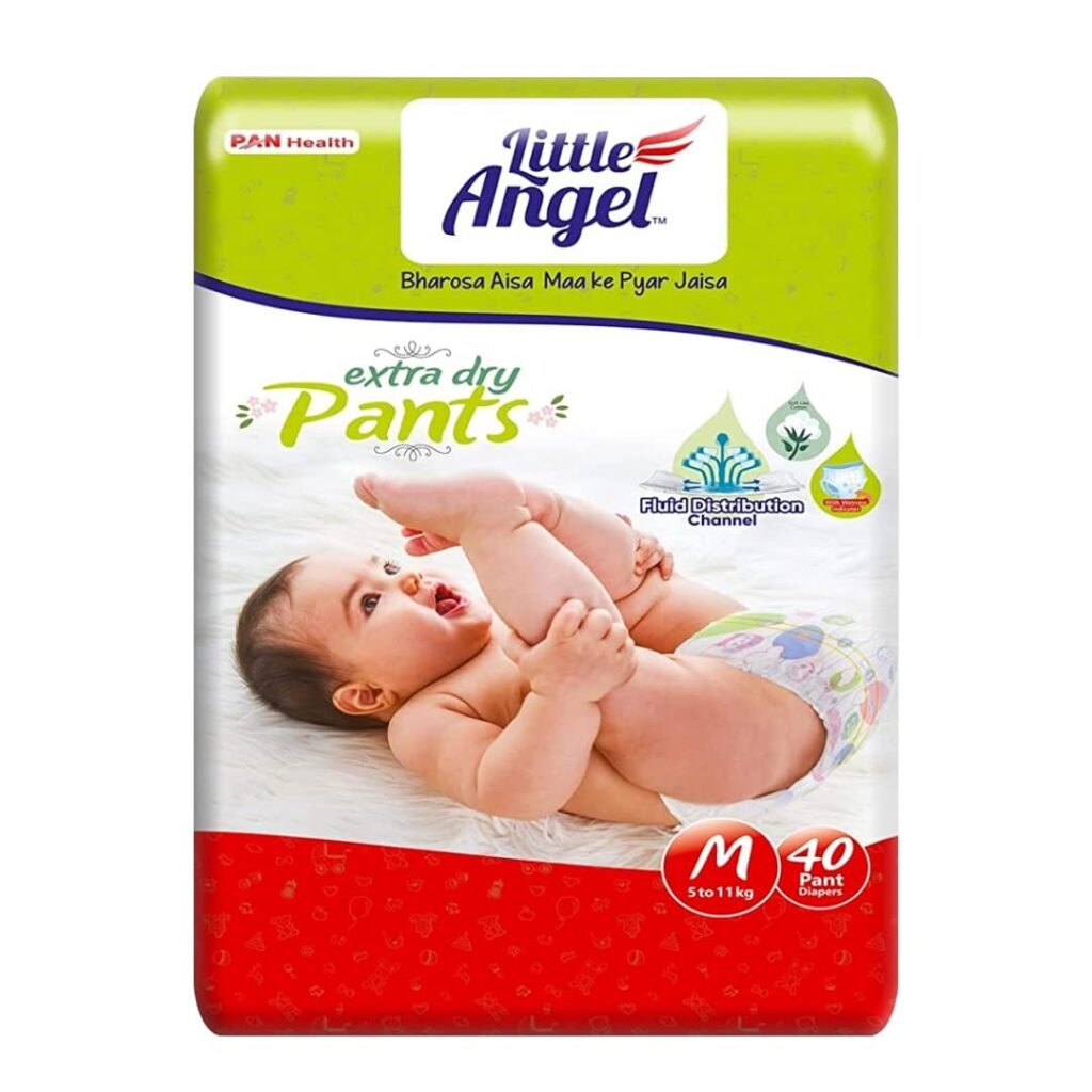 Little Angel Extra Dry Baby Pants Diaper, Large (L) Size, 96 Count, Super Absorbent Core Up to 12 Hrs. Protection, Soft Elastic Waist Grip  Wetness Indicator, Pack of 2, 48 count/pack, 8-14kg