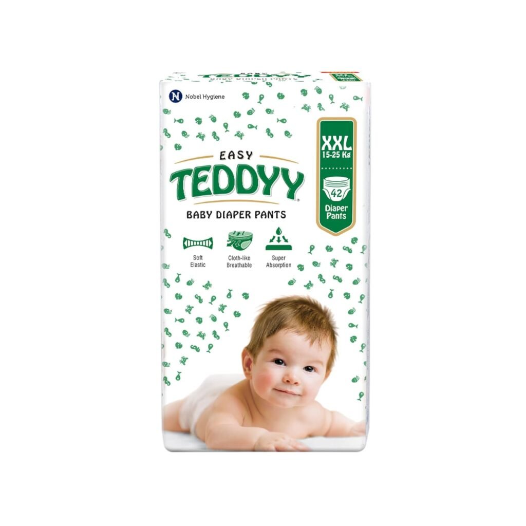 TEDDYY Baby Easy Pant Diapers Double Extra Large 42 Count (Pack of 1), 15-25 kgs, 12 hrs Leak Protection, Anti - Bacterial